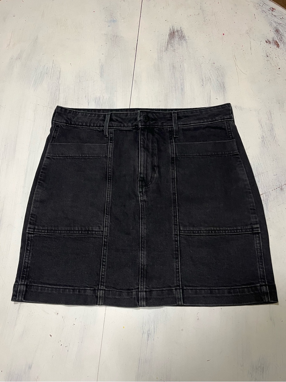 Old Navy Black Jack Utility Pocket Denim Mini Skirt Sz 10 High Rise Stretch
